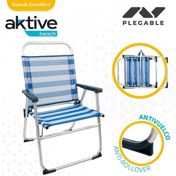 Strandstol Aktive Blå Vit 48 x 88 x 50 cm Aluminium Hopfällbar (4 antal)