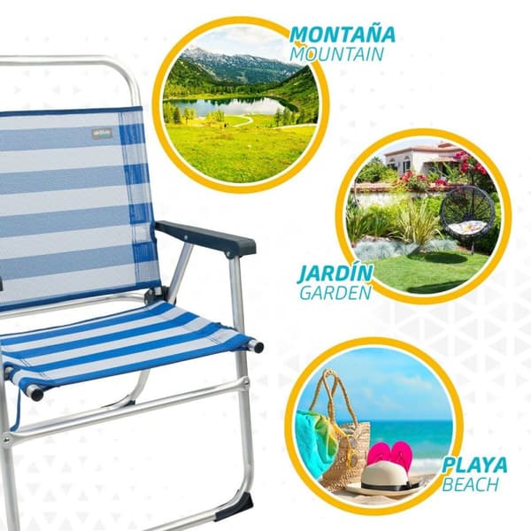 Strandstol Aktive Blå Vit 48 x 88 x 50 cm Aluminium Hopfällbar (4 antal)