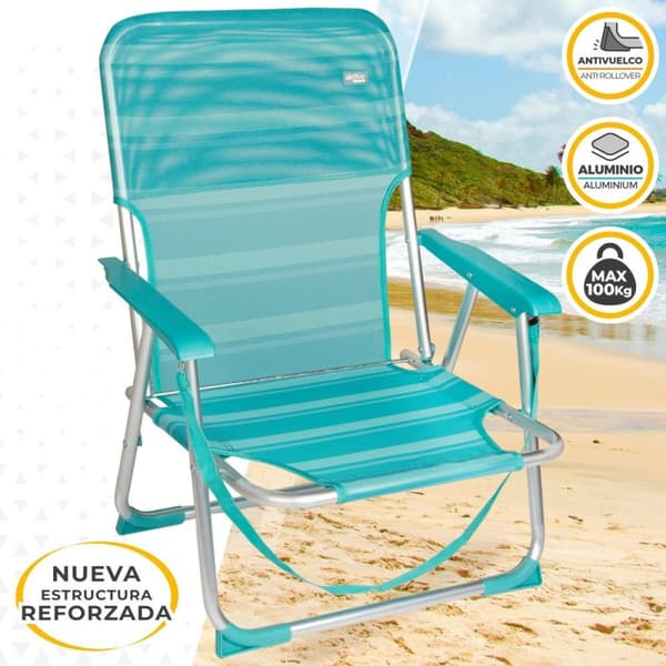 Strandstol Aktive Turkos 44 x 72 x 35 cm Aluminium Hopfällbar (4 antal)