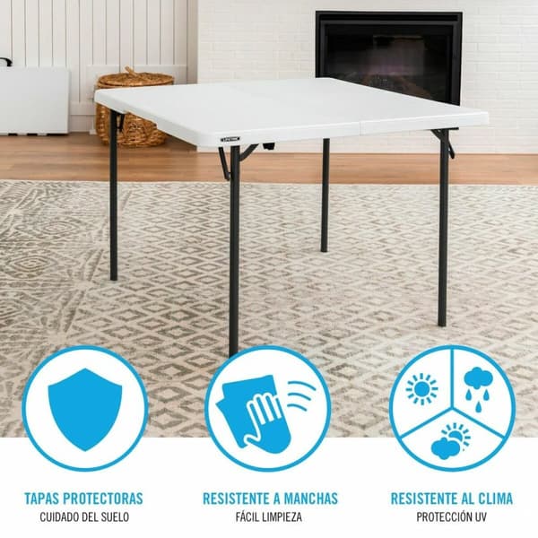 Fällbord Lifetime Vit Fyrkantig Stål Plast 94 x 94 x 74 cm