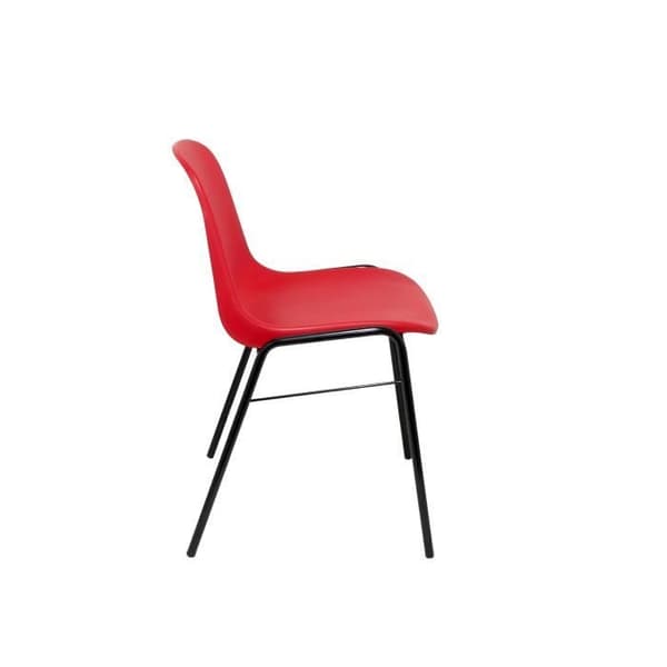 Paket med 4 ergonomiska, stapelbara konfidentiella fåtöljer med svart ram Sits och ryggstöd i röd PVC PIQUERAS Y CRESPO Modell