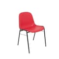 Miniatyrbild 2 av 4: Paket med 4 ergonomiska, stapelbara konfidentiella fåtöljer med svart ram Sits och ryggstöd i röd PVC PIQUERAS Y CRESPO Modell