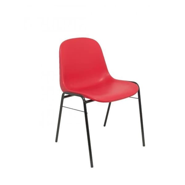 Paket med 4 ergonomiska, stapelbara konfidentiella fåtöljer med svart ram Sits och ryggstöd i röd PVC PIQUERAS Y CRESPO Modell