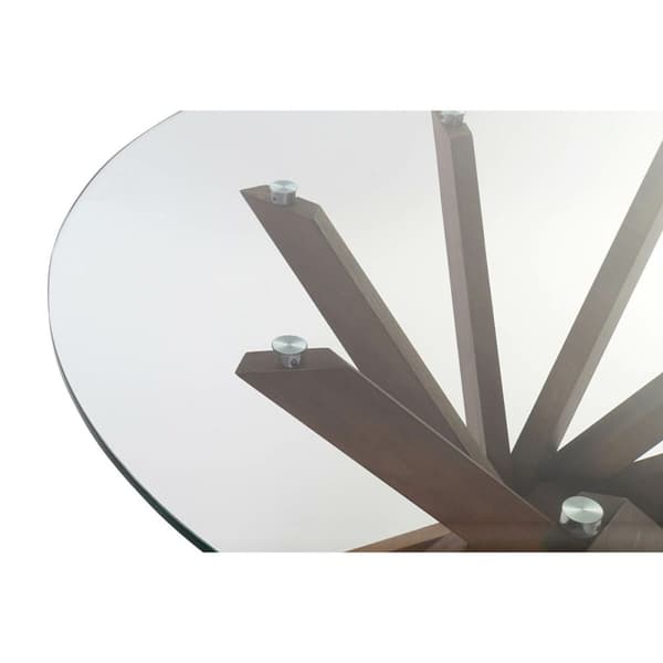 Spisebord DKD Home Decor Krystal Brun Gennemsigtig Valnød 120 x 120 x 76 cm
