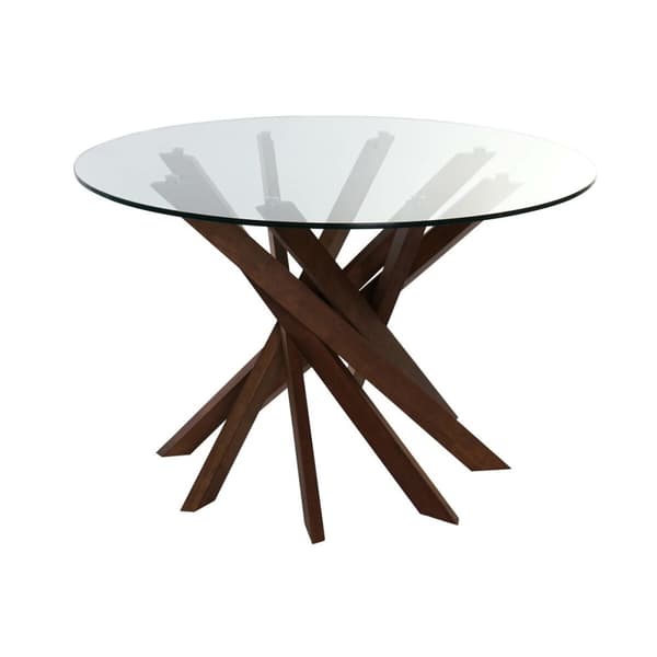 Spisebord DKD Home Decor Krystal Brun Gennemsigtig Valnød 120 x 120 x 76 cm