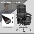 Miniatyrbillede 5 af 11: Rootz Justerbar kontorstol - Massagestol - Ergonomisk stol - Varme & massagefunktion - Faux læder - 66 cm x 67 cm x 118-126 cm, sort