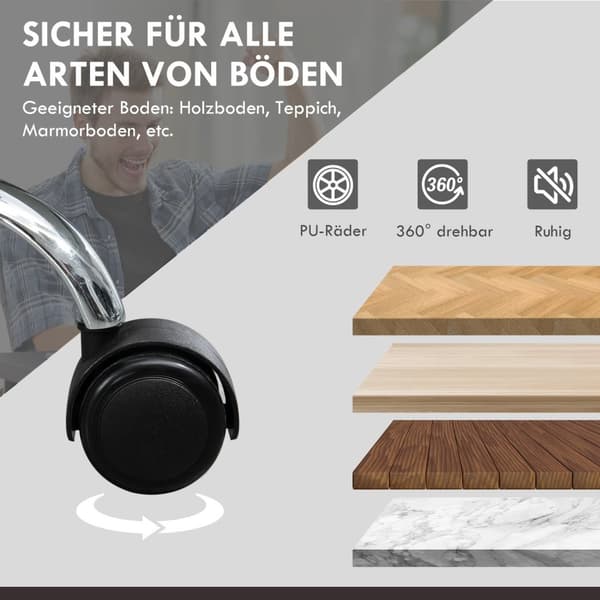 Rootz Justerbar kontorstol - Massagestol - Ergonomisk stol - Varme & massagefunktion - Faux læder - 66 cm x 67 cm x 118-126 cm, sort
