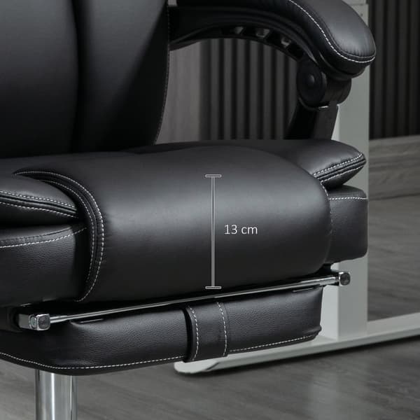 Rootz Justerbar kontorstol - Massagestol - Ergonomisk stol - Varme & massagefunktion - Faux læder - 66 cm x 67 cm x 118-126 cm, sort