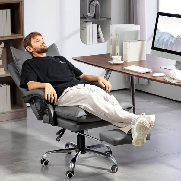 Rootz Ergonomic Office Chair - Justerbar skrivbordsstol - Bekvämt arbetssittning - Faux läder - 66L x 72W x 122-130H cm