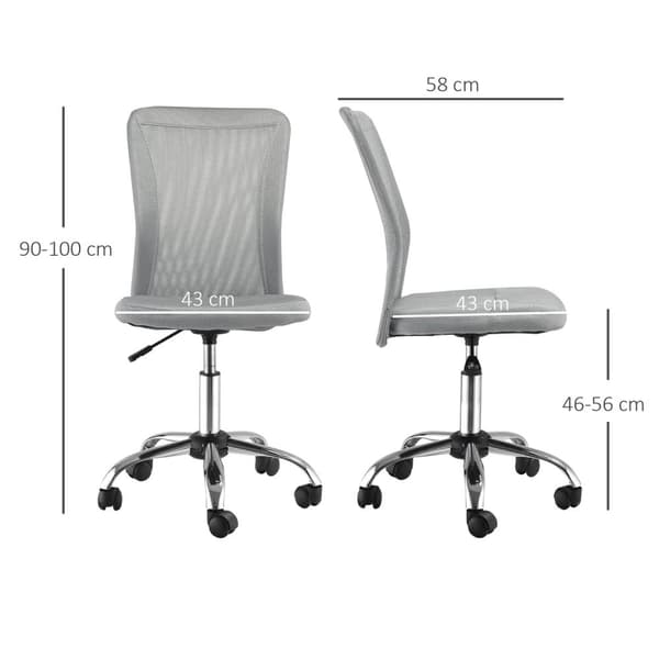 Rootz ergonomisk kontorstol - skrivebordsstol - drejestol - højdejusterbar, 360 ° rotation, 43L x 58W x 90-100h cm - Chrome Base