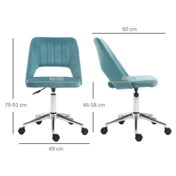 Rootz Ergonomic Office -tuoli - Kääntö - Pyörivä - Velvet Comfort - 49 x 60 x 79-91cm - Korkeus säädettävä - sininen