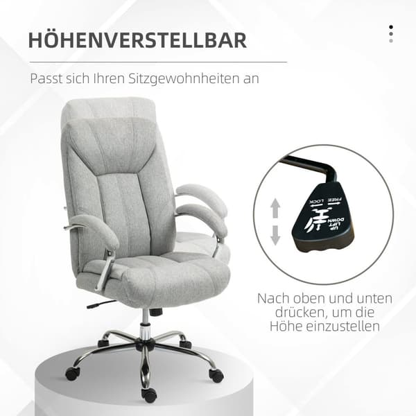 Rootz Ergonomic Office Chair - High Back Task Ordförande - Deskstol - Justerbar höjd & andningsbart tyg - 65 x 78 x 110-118 cm