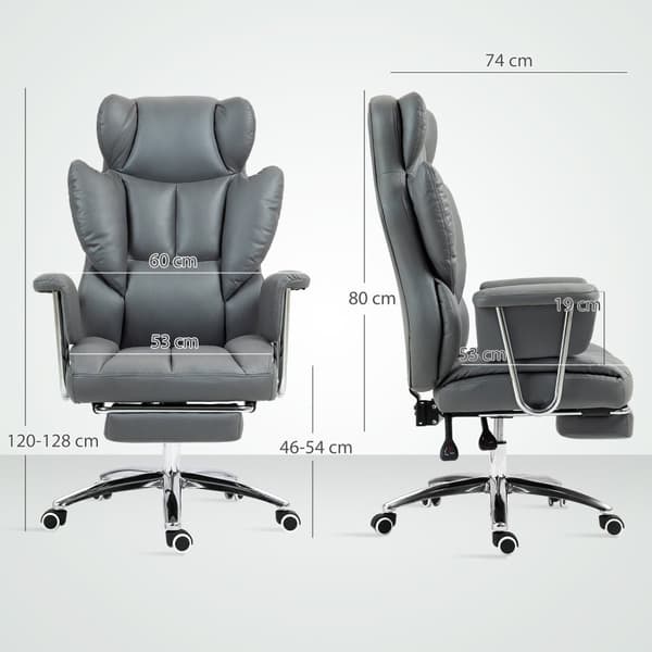 Rootz ergonomisk kontorstol - drejelig stol - justerbar computerstol - med fodstøtte og tilt - 74 cm x 65 cm x 120-128 cm