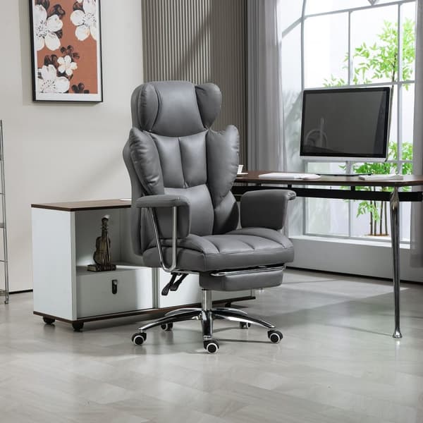 Rootz ergonomisk kontorstol - drejelig stol - justerbar computerstol - med fodstøtte og tilt - 74 cm x 65 cm x 120-128 cm