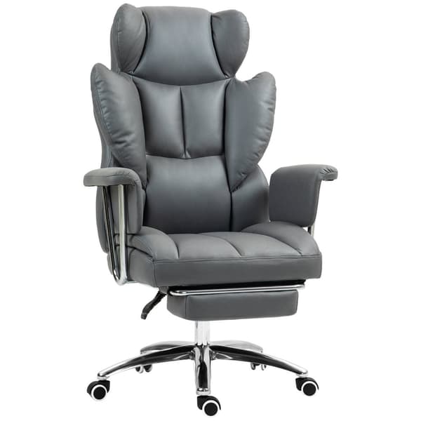 Rootz ergonomisk kontorstol - drejelig stol - justerbar computerstol - med fodstøtte og tilt - 74 cm x 65 cm x 120-128 cm