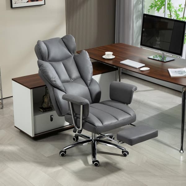 Rootz ergonomisk kontorstol - drejelig stol - justerbar computerstol - med fodstøtte og tilt - 74 cm x 65 cm x 120-128 cm