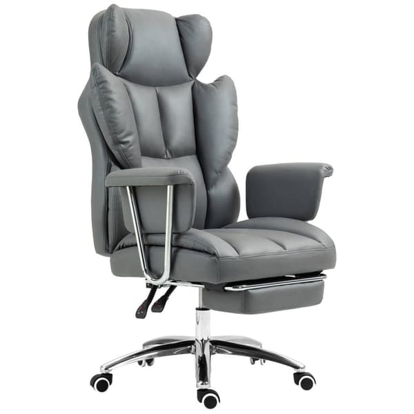 Rootz ergonomisk kontorstol - drejelig stol - justerbar computerstol - med fodstøtte og tilt - 74 cm x 65 cm x 120-128 cm