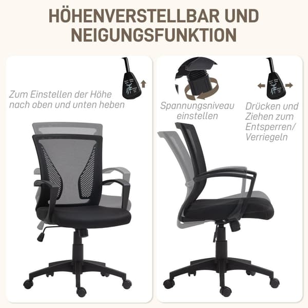 Rootz Ergonomic Office -tuoli - Mesh -työpöytä - Säädettävä toimistoistuin - Mukavuus ja kestävyys - 62 cm x 60 cm x 92-102 cm