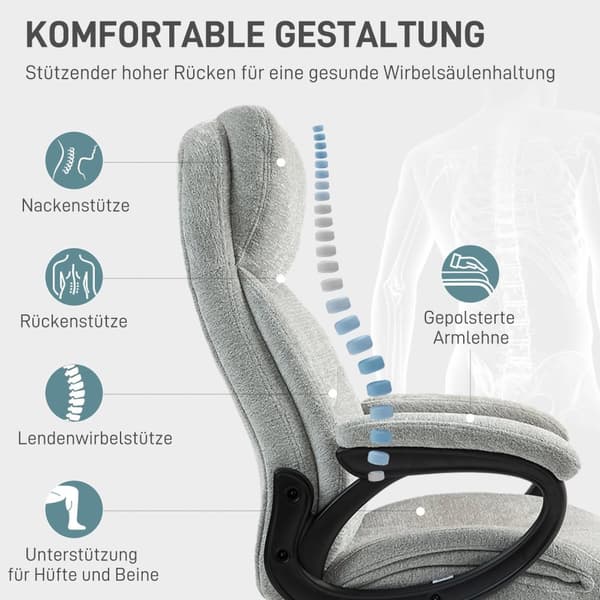 Rootz Ergonomic Office -tuoli - Pöytätuoli - Kääntötuoli - Korkeus säädettävä mukavuus - 66cm x 77cm x 106,5-115,5 cm - harmaa