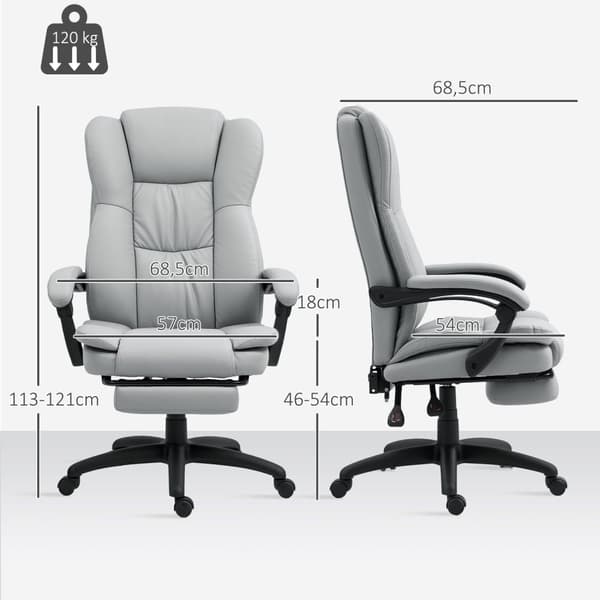 Rootz Ergonomic Swivel Chair - Justerbar kontorsstol - Reclining Desk Seat - Massagefunktion - 68.5x68.5x113-121cm