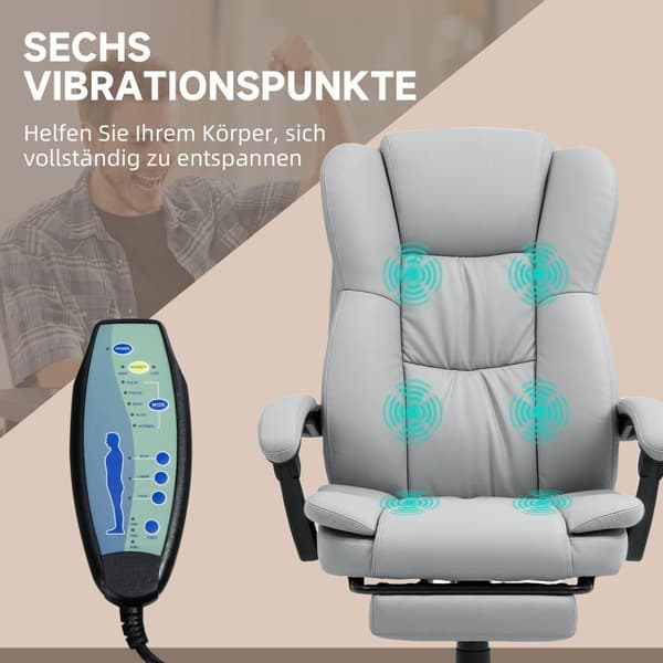 Rootz Ergonomic Swivel Chair - Justerbar kontorsstol - Reclining Desk Seat - Massagefunktion - 68.5x68.5x113-121cm