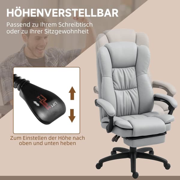 Rootz Ergonomic Swivel Chair - Justerbar kontorsstol - Reclining Desk Seat - Massagefunktion - 68.5x68.5x113-121cm