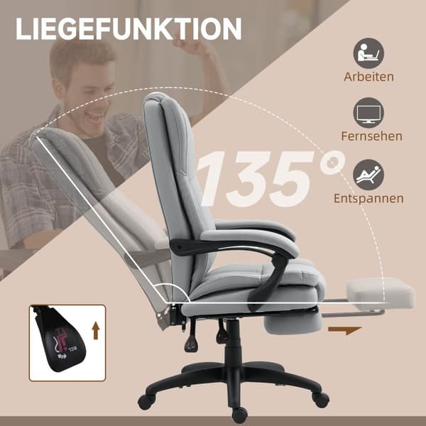 Rootz Ergonomic Swivel Chair - Justerbar kontorsstol - Reclining Desk Seat - Massagefunktion - 68.5x68.5x113-121cm