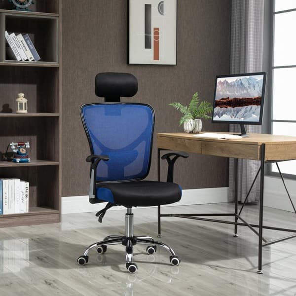 Rootz Ergonomic Office -tuoli - Kääntötuoli - Mesh -tuoli - Säädettävä mukavuus - 62 x 67 x 108-118 cm - musta ja sininen