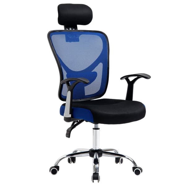 Rootz Ergonomic Office -tuoli - Kääntötuoli - Mesh -tuoli - Säädettävä mukavuus - 62 x 67 x 108-118 cm - musta ja sininen