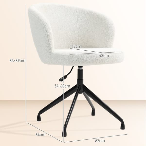 Rootz ergonomisk kontorstol, drejestol - Højdejusterbar, maksimal belastning 120 kg, 62x64x83-89 cm, moderne design - Hvid