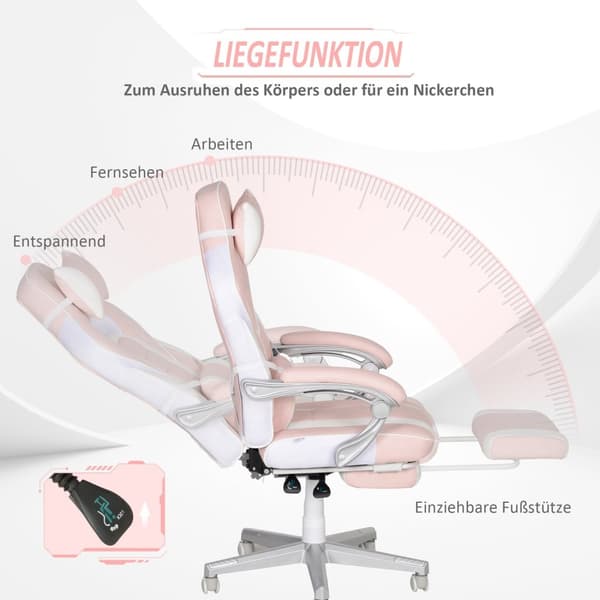 Rootz Gaming Stol - Kontorstol - Liggende stol - Ultimate Comfort - 115.5-123H X 63W X 63d CM