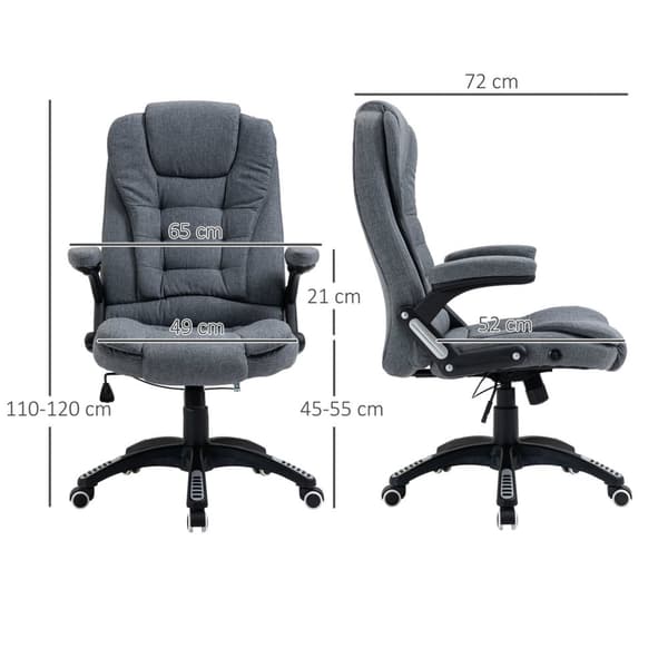 Rootz Office Swivel -tuoli - Ergonominen tuoli - Säädettävä korkeusistuin - Parannettu mukavuus - 65W x 72d x 110-120H cm - Harmaa kangas