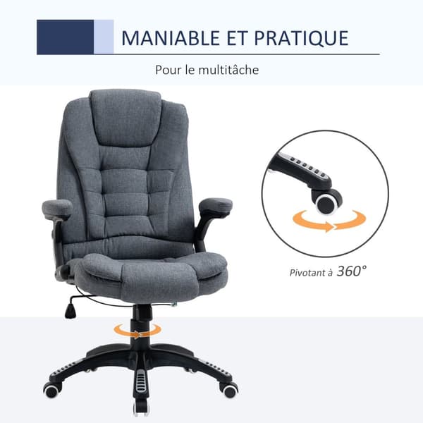 Rootz Office Swivel -tuoli - Ergonominen tuoli - Säädettävä korkeusistuin - Parannettu mukavuus - 65W x 72d x 110-120H cm - Harmaa kangas