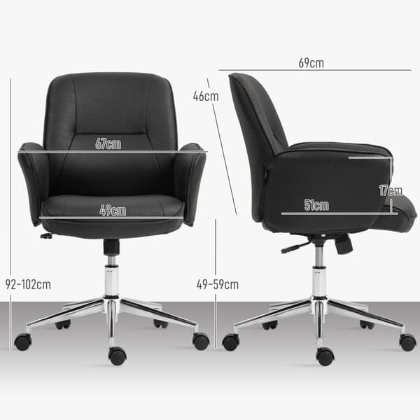 Rootz Office -tuoli - Ergonominen työpöytätuoli - hengittävä istuimet - Korkeus säädettävä mukavuuteen - 67 cm x 69 cm x 92-102 cm - musta