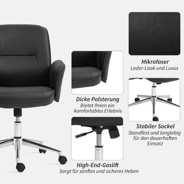 Rootz Office -tuoli - Ergonominen työpöytätuoli - hengittävä istuimet - Korkeus säädettävä mukavuuteen - 67 cm x 69 cm x 92-102 cm - musta