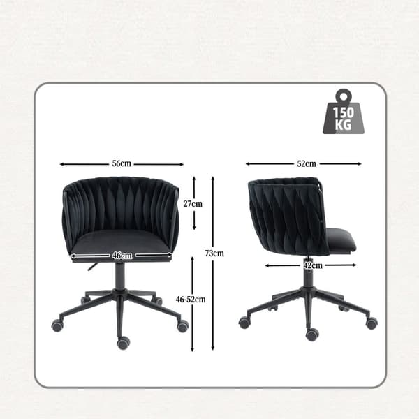 Rootz Office Chair - Drejestol - Højdejusterbar stol - Ergonomisk komfort - 56 cm x 52 cm x 73 cm