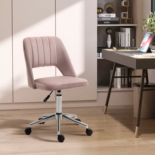 Rootz Office Stol - Ergonomisk drejestol - Rotatabelt sæde - Velvet Comfort - 49 cm x 60 cm x 79-91 cm - Pink