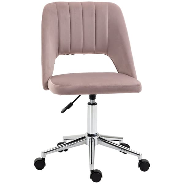 Rootz Office Stol - Ergonomisk drejestol - Rotatabelt sæde - Velvet Comfort - 49 cm x 60 cm x 79-91 cm - Pink