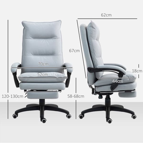 Rootz Massage Office Chair - Desk Chair - Ergonomic Swivel - Comfort & Support - 70cm x 62 cm x 120-130 cm, grå