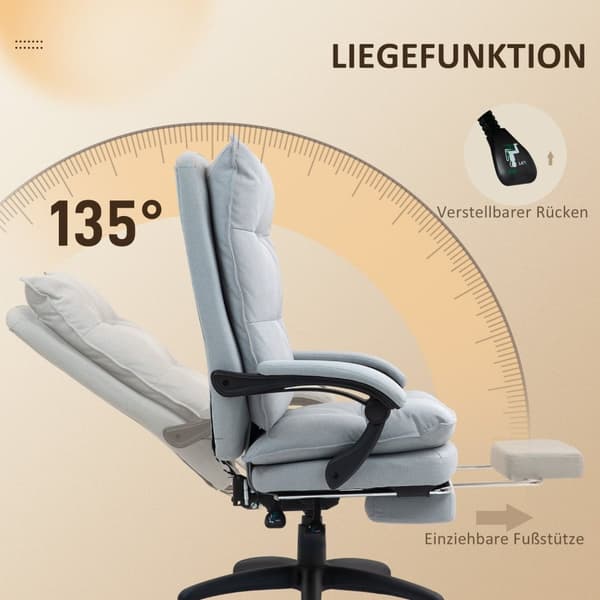 Rootz Massage Office Chair - Desk Chair - Ergonomic Swivel - Comfort & Support - 70cm x 62 cm x 120-130 cm, grå