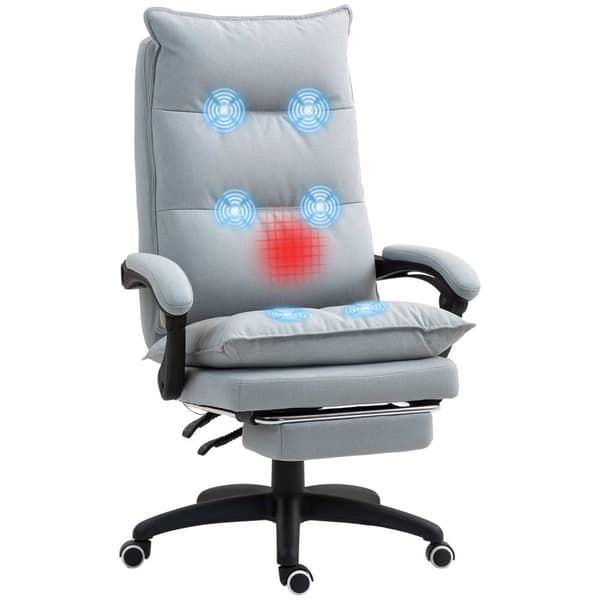 Rootz Massage Office Chair - Desk Chair - Ergonomic Swivel - Comfort & Support - 70cm x 62 cm x 120-130 cm, grå