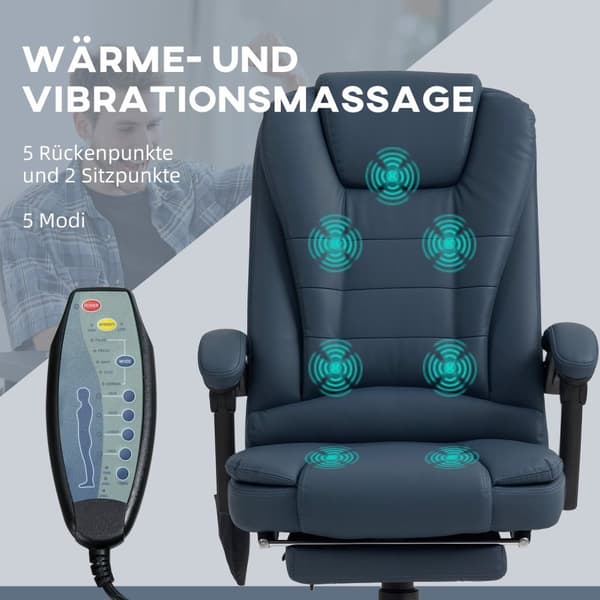 Rootz Massage Office Ordförande - Ergonomisk ordförande - Reclining Office Chair - 7 Vibrationspunkter - 67L X 67W X 111-121H CM - Upp till 120 kg