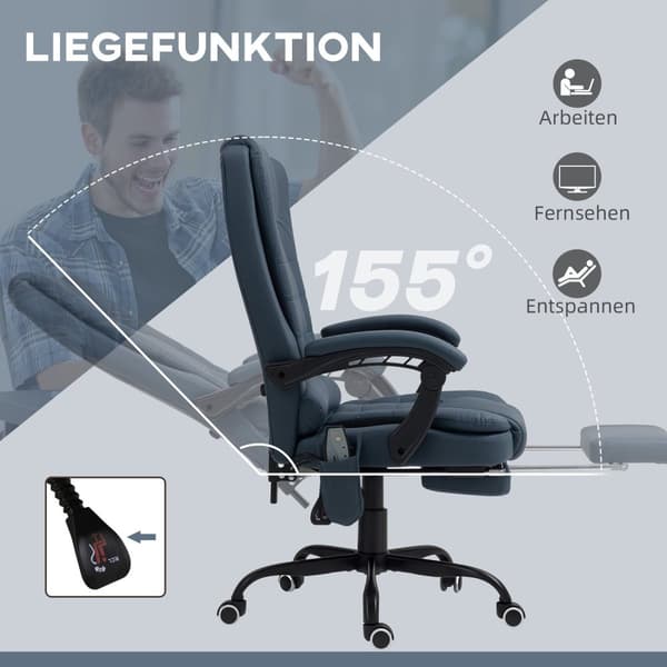 Rootz Massage Office Ordförande - Ergonomisk ordförande - Reclining Office Chair - 7 Vibrationspunkter - 67L X 67W X 111-121H CM - Upp till 120 kg