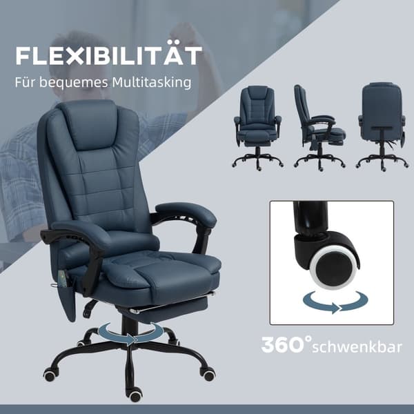 Rootz Massage Office Ordförande - Ergonomisk ordförande - Reclining Office Chair - 7 Vibrationspunkter - 67L X 67W X 111-121H CM - Upp till 120 kg