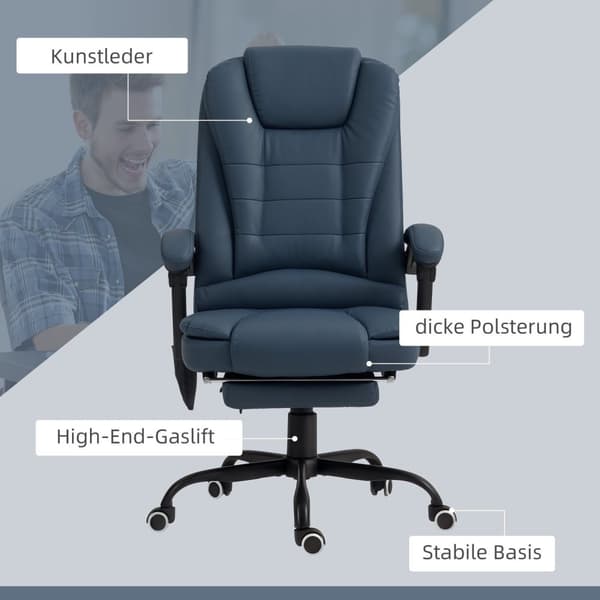 Rootz Massage Office Ordförande - Ergonomisk ordförande - Reclining Office Chair - 7 Vibrationspunkter - 67L X 67W X 111-121H CM - Upp till 120 kg