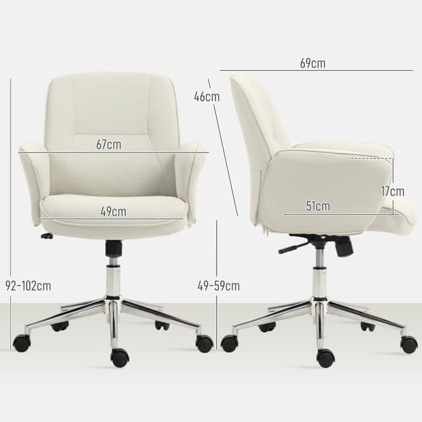 Rootz Office Chair - Desk Stol - Executive Seat - Höjd justerbar - 67 cm x 69 cm x 92-102cm - White