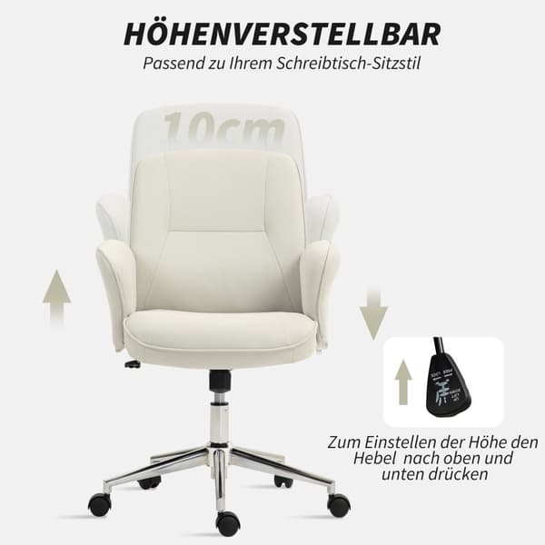 Rootz Office Chair - Desk Stol - Executive Seat - Höjd justerbar - 67 cm x 69 cm x 92-102cm - White