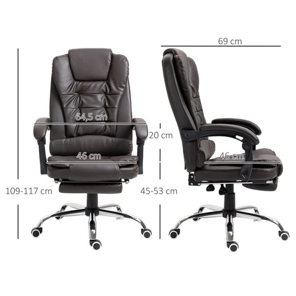 Rootz Office Chair Executive Seat - Ergonomic Stol - Komfortabel siddepladser - vipperbar ryglæn - 64,5 x 69 x 117 cm