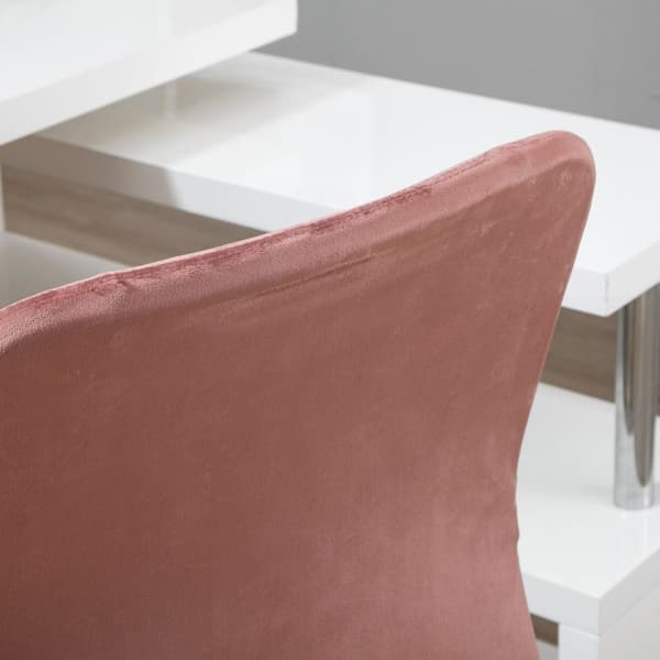 Rootzin toimistotuoli - ergonominen tuoli - pyörivä työpöytä - Velvet Comfort - 56cm x 60 cm x 92-102 cm - vaaleanpunainen ja kulta