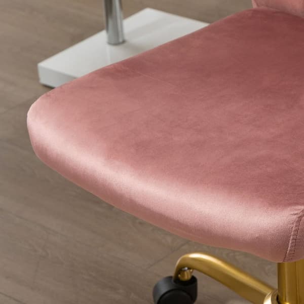 Rootzin toimistotuoli - ergonominen tuoli - pyörivä työpöytä - Velvet Comfort - 56cm x 60 cm x 92-102 cm - vaaleanpunainen ja kulta